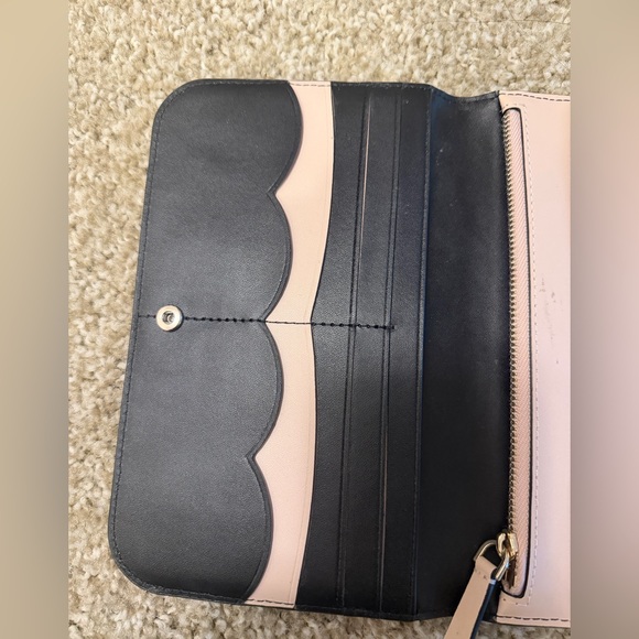 kate spade Black Leather Zip-Around Wallet with Gold Spade Accent - Picture 4 of 5